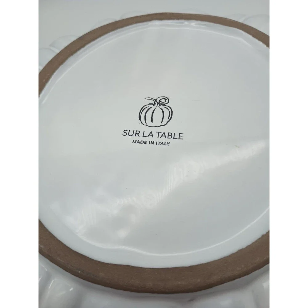 Sur La Table Bowl Embossed Pumpkin White Double Handled Serving 9